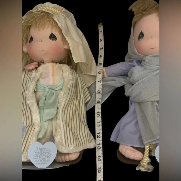 Vintage Precious Moments Mary & Joseph Applause Nativity Dolls Doll Stand GUC - Picture 10 of 15